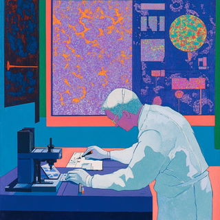 Lepidopink style, Midjourney V6.1: editorial illustration for popular scientific magazine cover