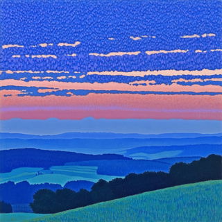 Lepidopink style, Midjourney V6.1: realistic landscape photograph of quiet dawn