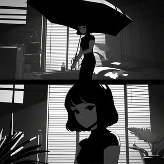 Lighthouse Trilobite style, Midjourney V6.1: black-and-white manga comic strip