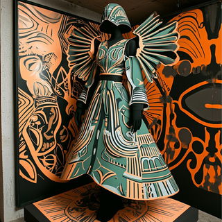 Pastelithography style, Midjourney V6.1: haute-couture fashion outfit