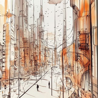 Luminichthys style, Midjourney V6.1: megacity with futuristic bioarchitecture