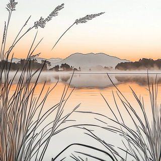 Luminichthys style, Midjourney V6.1: realistic landscape photograph of quiet dawn