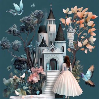Hatchstring style, Midjourney V6.1: retro fairy-tale illustration