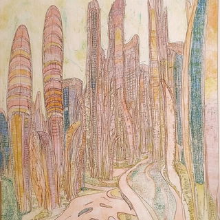 Pyrosignia style, Midjourney V6.1: megacity with futuristic bioarchitecture