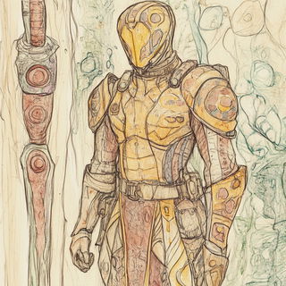 Pyrosignia style, Midjourney V6.1: concept art character design of retropunk steam knight