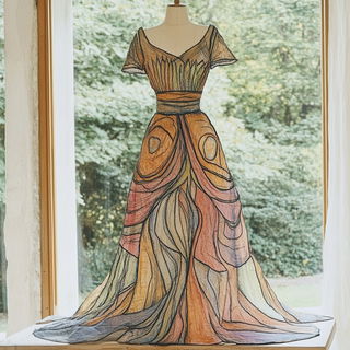 Pyrosignia style, Midjourney V6.1: haute-couture fashion outfit