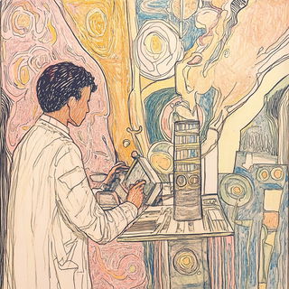 Pyrosignia style, Midjourney V6.1: editorial illustration for popular scientific magazine cover