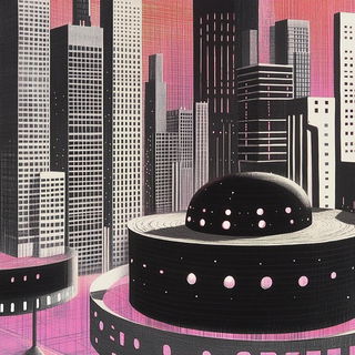 Fluorescent Pigment Circuit style, Midjourney V6.1: megacity with futuristic bioarchitecture