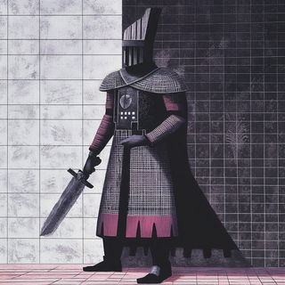 Fluorescent Pigment Circuit style, Midjourney V6.1: concept art character design of retropunk steam knight