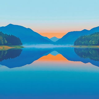 Mistink style, Midjourney V6.1: realistic landscape photograph of quiet dawn