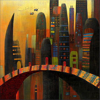 Floracrest style, Midjourney V6.1: megacity with futuristic bioarchitecture