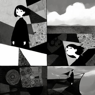 Floracrest style, Midjourney V6.1: black-and-white manga comic strip