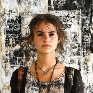 Lintel Whale style, Midjourney V6.1: photographic portrait of female protagonist
