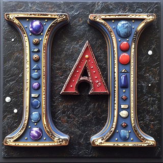 Needlepoint Pilgrimage style, Midjourney V6.1: typographic composition with large letters