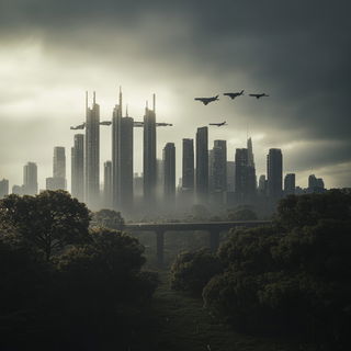 Visorbeam style, Midjourney V6.1: megacity with futuristic bioarchitecture