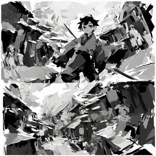 Fireleaf Observatory style, Midjourney V6.1: black-and-white manga comic strip