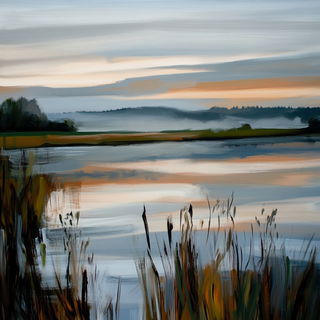 Fireleaf Observatory style, Midjourney V6.1: realistic landscape photograph of quiet dawn