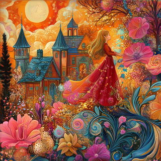 Chromacadenza style, Midjourney V6.1: retro fairy-tale illustration