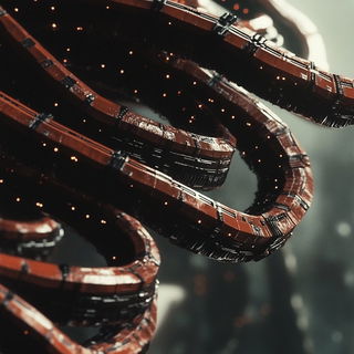 Sgraffito Mourning style, Midjourney V6.1: abstract 3D render