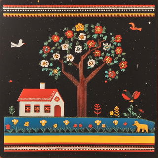 Sgraffito Mourning style, Midjourney V6.1: traditional folk art