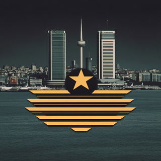 Sgraffito Mourning style, Midjourney V6.1: bold minimalist logo design for Istanbul city municipal services