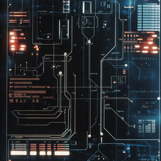 Sgraffito Mourning style, Midjourney V6.1: technical infrastructure blueprint schematics