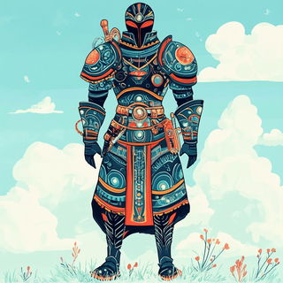 Gobelinstory style, Midjourney V6.1: concept art character design of retropunk steam knight