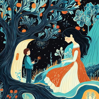 Gobelinstory style, Midjourney V6.1: retro fairy-tale illustration