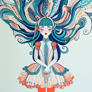 Gobelinstory style, Midjourney V6.1: haute-couture fashion outfit