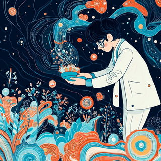 Gobelinstory style, Midjourney V6.1: editorial illustration for popular scientific magazine cover