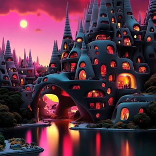 Glassfruit Axis style, Midjourney V6.1: megacity with futuristic bioarchitecture