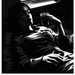 Chromawoven style, Midjourney V6.1: black-and-white manga comic strip