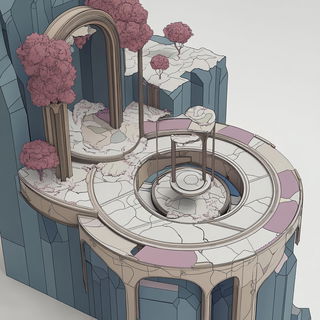 Harbour of Ash Reflections style, Midjourney V6.1: abstract 3D render