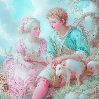 Pavilions Beyond the Lily Line style, Midjourney V6.1: classical 18th-century oil painting