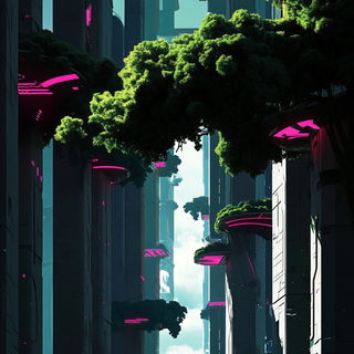 Majolica Mountebankism style, Midjourney V6.1: megacity with futuristic bioarchitecture