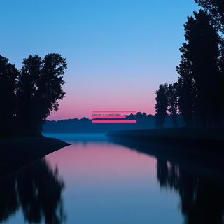 Majolica Mountebankism style, Midjourney V6.1: realistic landscape photograph of quiet dawn