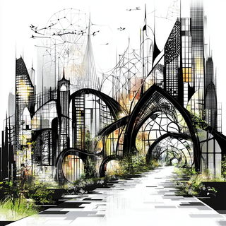 Isovacant style, Midjourney V6.1: megacity with futuristic bioarchitecture
