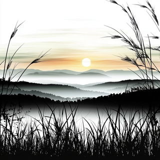 Isovacant style, Midjourney V6.1: realistic landscape photograph of quiet dawn