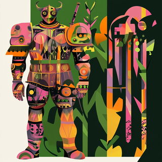 Liminalisometria style, Midjourney V6.1: concept art character design of retropunk steam knight