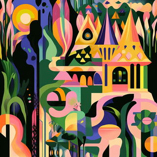 Liminalisometria style, Midjourney V6.1: retro fairy-tale illustration