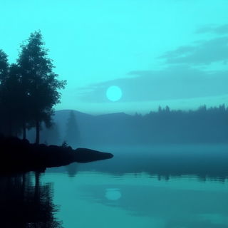 Cliffweft Chromatics style, Midjourney V6.1: realistic landscape photograph of quiet dawn