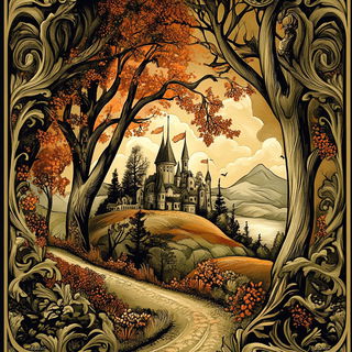 Ravenwheel Fair style, Midjourney V6.1: retro fairy-tale illustration