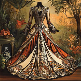 Ravenwheel Fair style, Midjourney V6.1: haute-couture fashion outfit