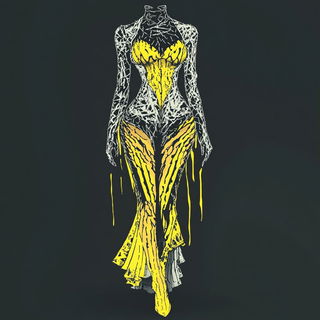 Amberglass Littoral style, Midjourney V6.1: haute-couture fashion outfit