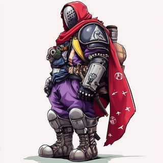 Mythoriso style, Midjourney V6.1: concept art character design of retropunk steam knight
