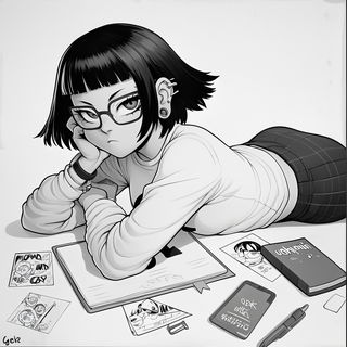 Mythoriso style, Midjourney V6.1: black-and-white manga comic strip