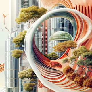 Cloudvatics style, Midjourney V6.1: megacity with futuristic bioarchitecture