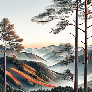 Cloudvatics style, Midjourney V6.1: realistic landscape photograph of quiet dawn