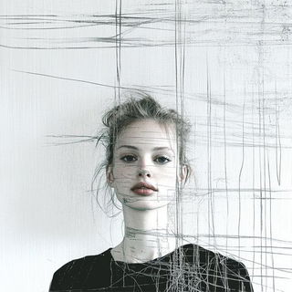 Rubroherbarium style, Midjourney V6.1: photographic portrait of female protagonist