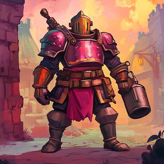 Frostmajolica style, Midjourney V6.1: concept art character design of retropunk steam knight